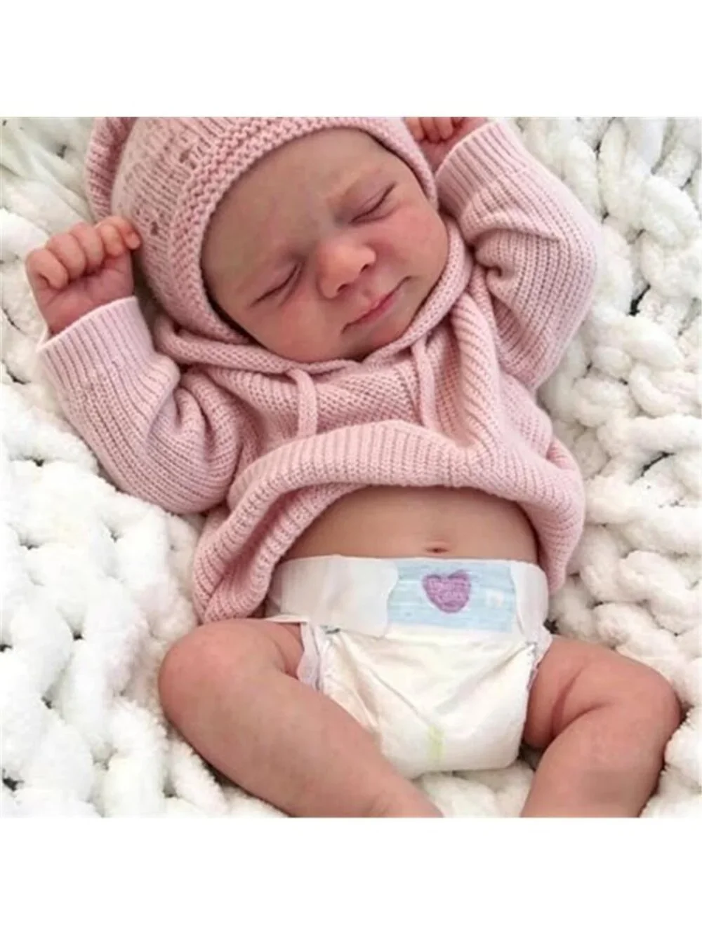 18 Inch Realistic Reborn Baby Girl Doll Full Body Vinyl Bathable Hand Drawn Hair